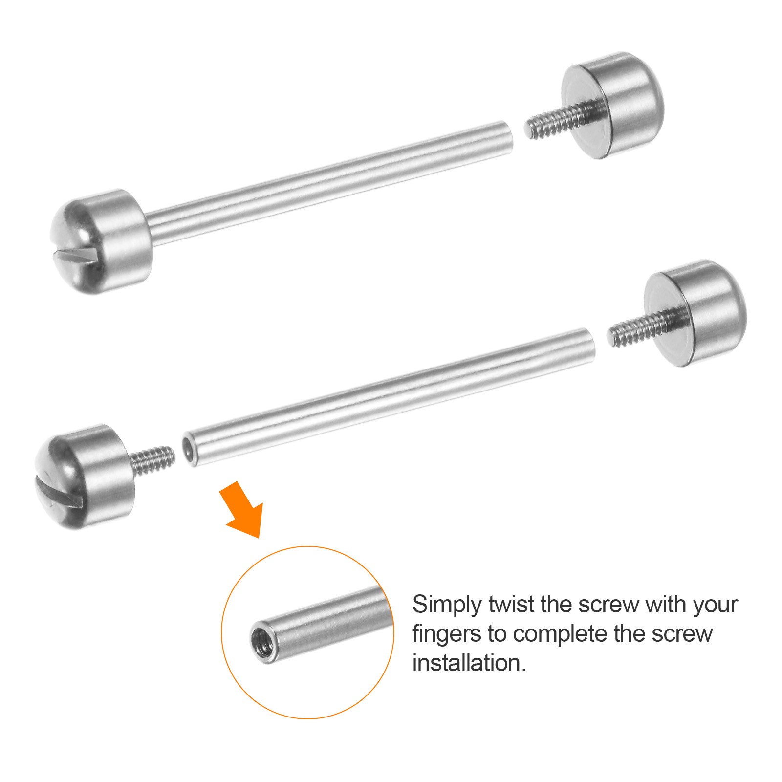 2pcs Watch Screw Tube Rod 22mm Stainless Steel Watch Strap Pins Silver]