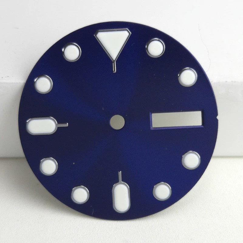 28.5mm No Logo Watch Dial Green Luminous Dual calendars For NH35 NH36 Movement