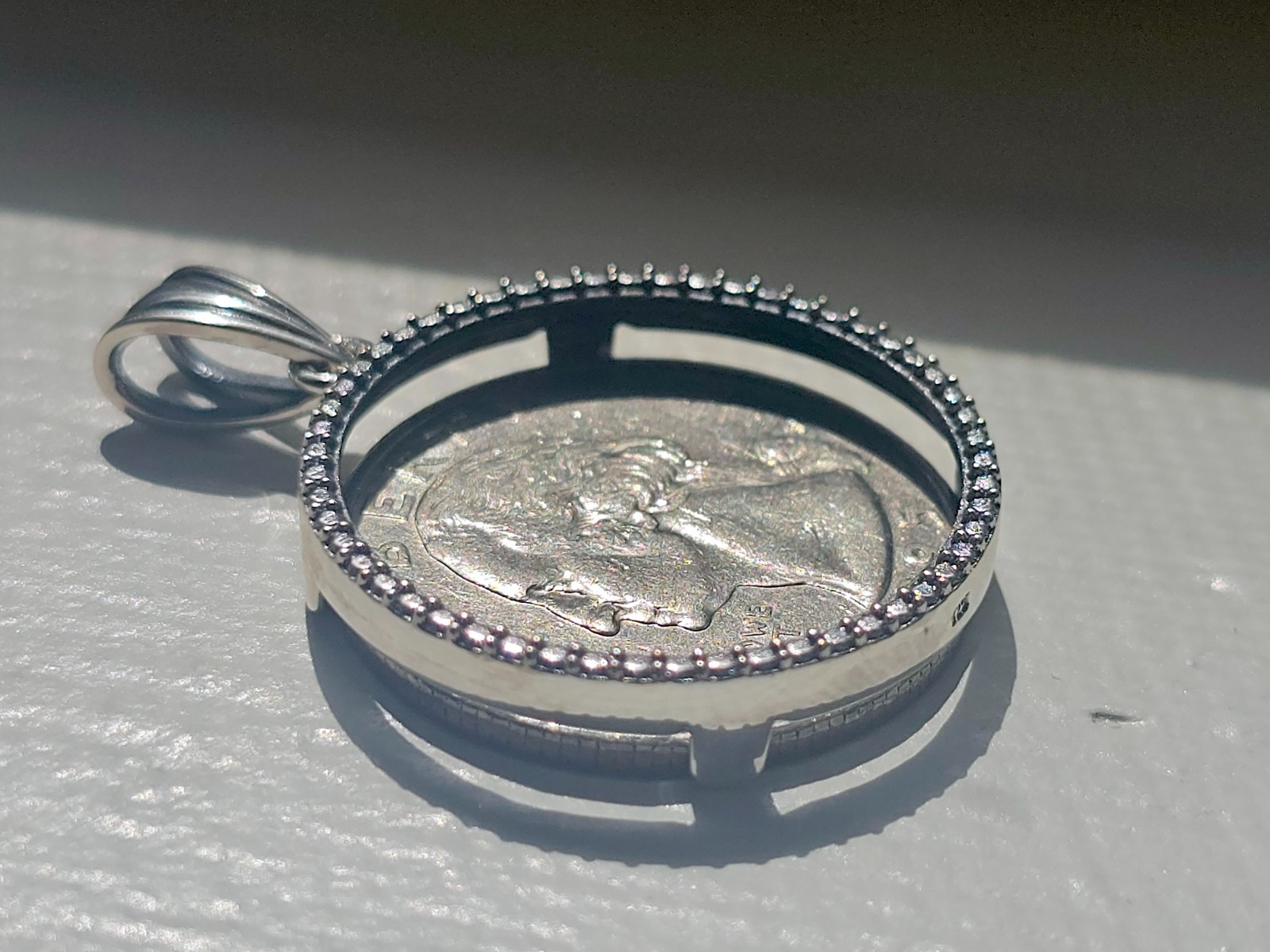 925 Sterling Silver Prong Back Illusion Edge Bezel for 24mm Quarters 25 Cents