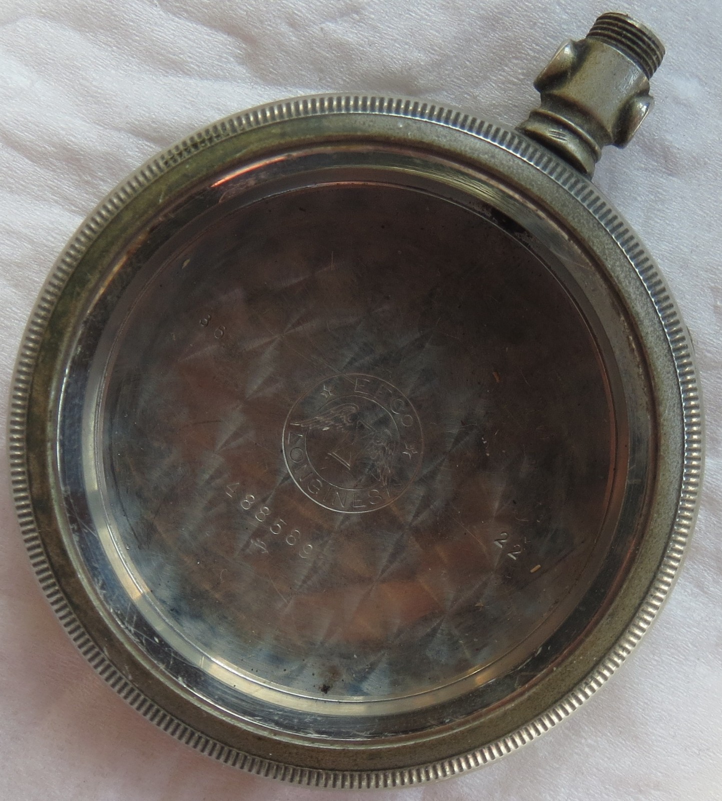 Longines pocket watch open face nickel chromiun case 52,5 mm. in diameter