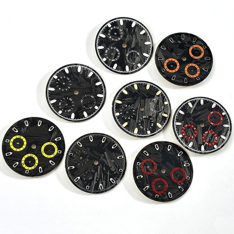 DS 29.5mm Dial Carbon Fiber Dial Blue Lume for VK63 Movement Black Lume Custom