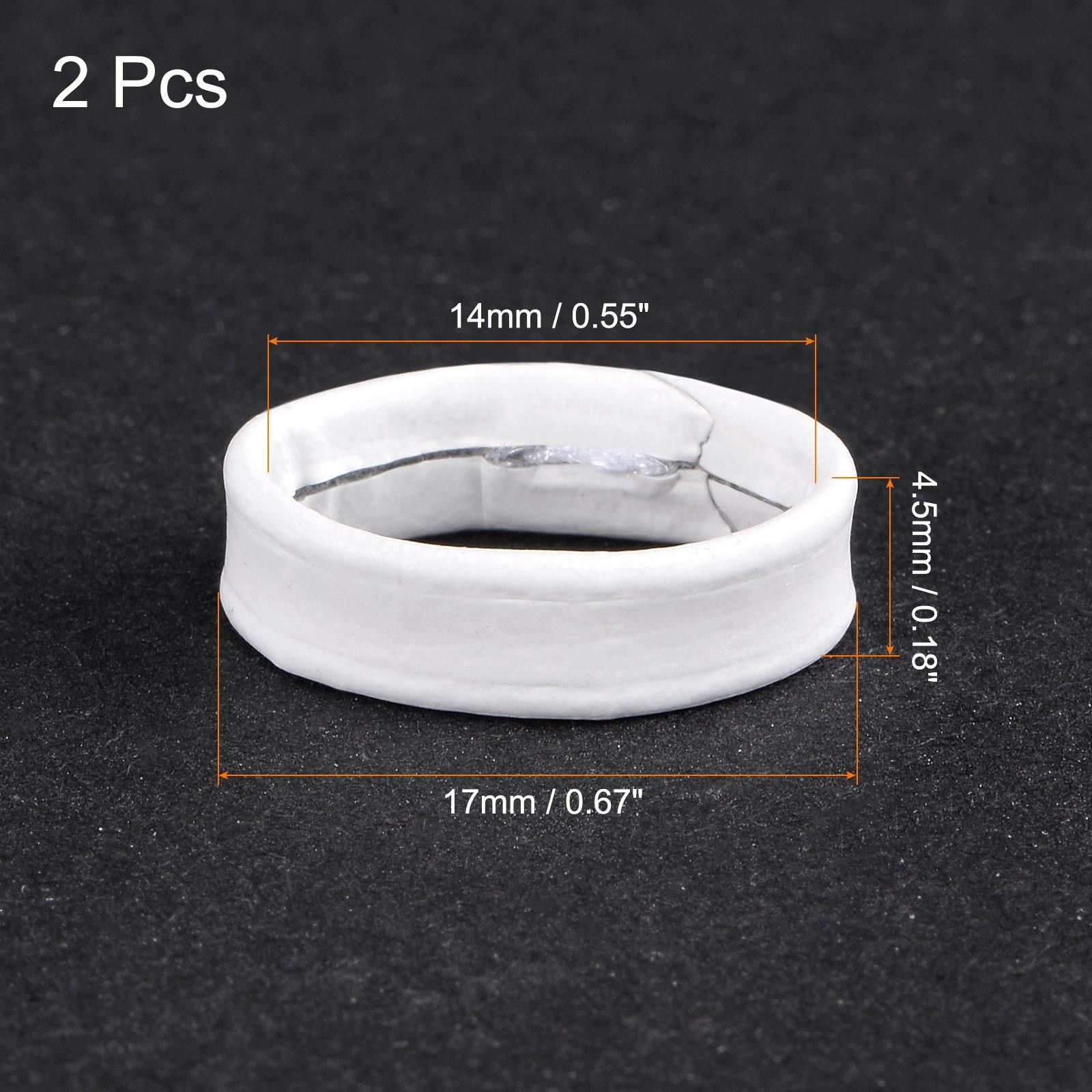 PU Leather Loops Retaining Ring Keeper for 14mm Width Watch Band, White 2 Pcs