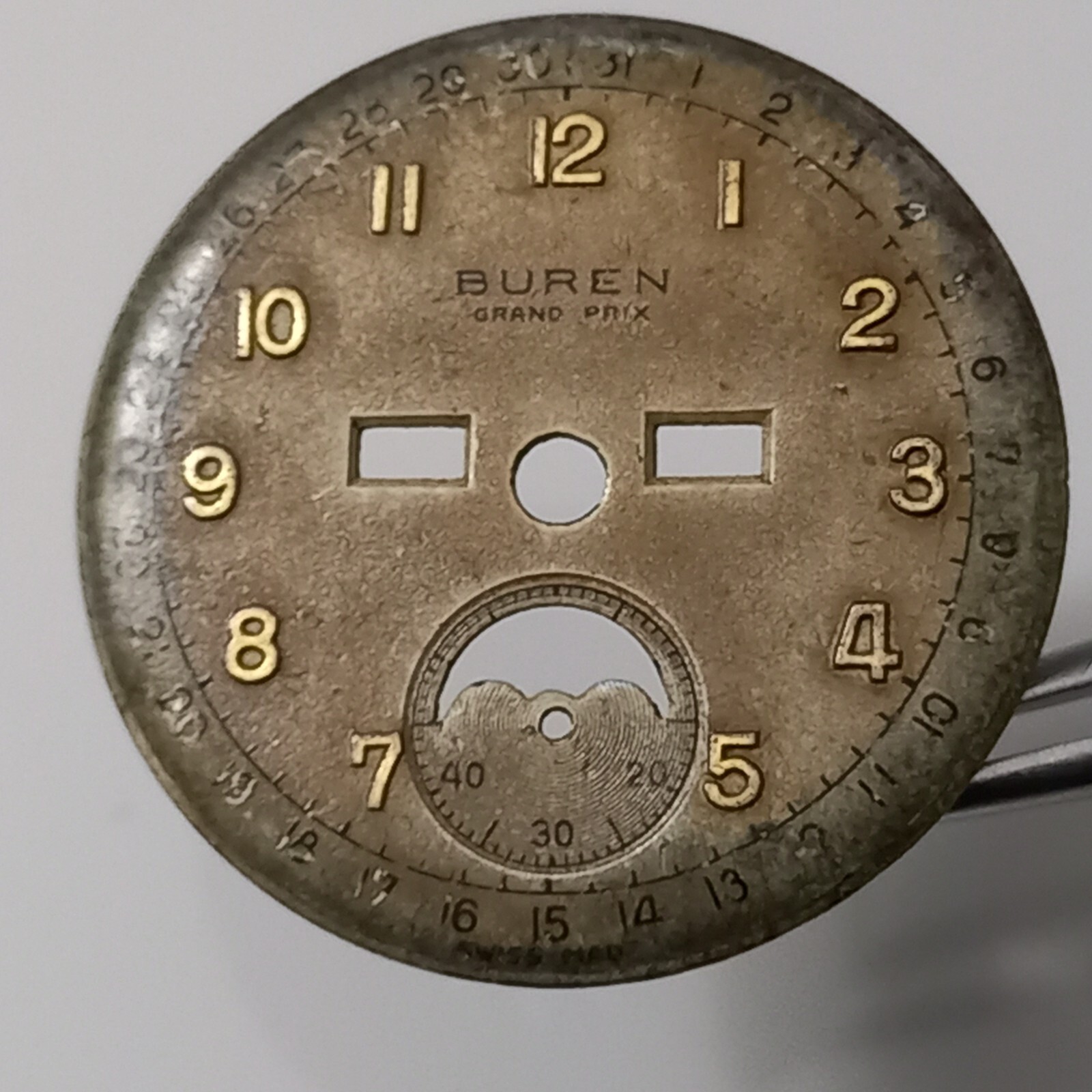 For Parts BUREN Triple Calendar Moonphase Dial For Cal 382 Size: 28.7 mm – AS IS