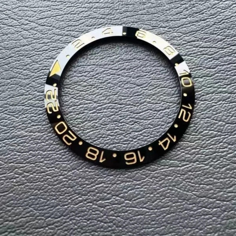 Black With Gold Marks Ceramic Insert Watch Bezel Fits Rolex GMT Master II 116713