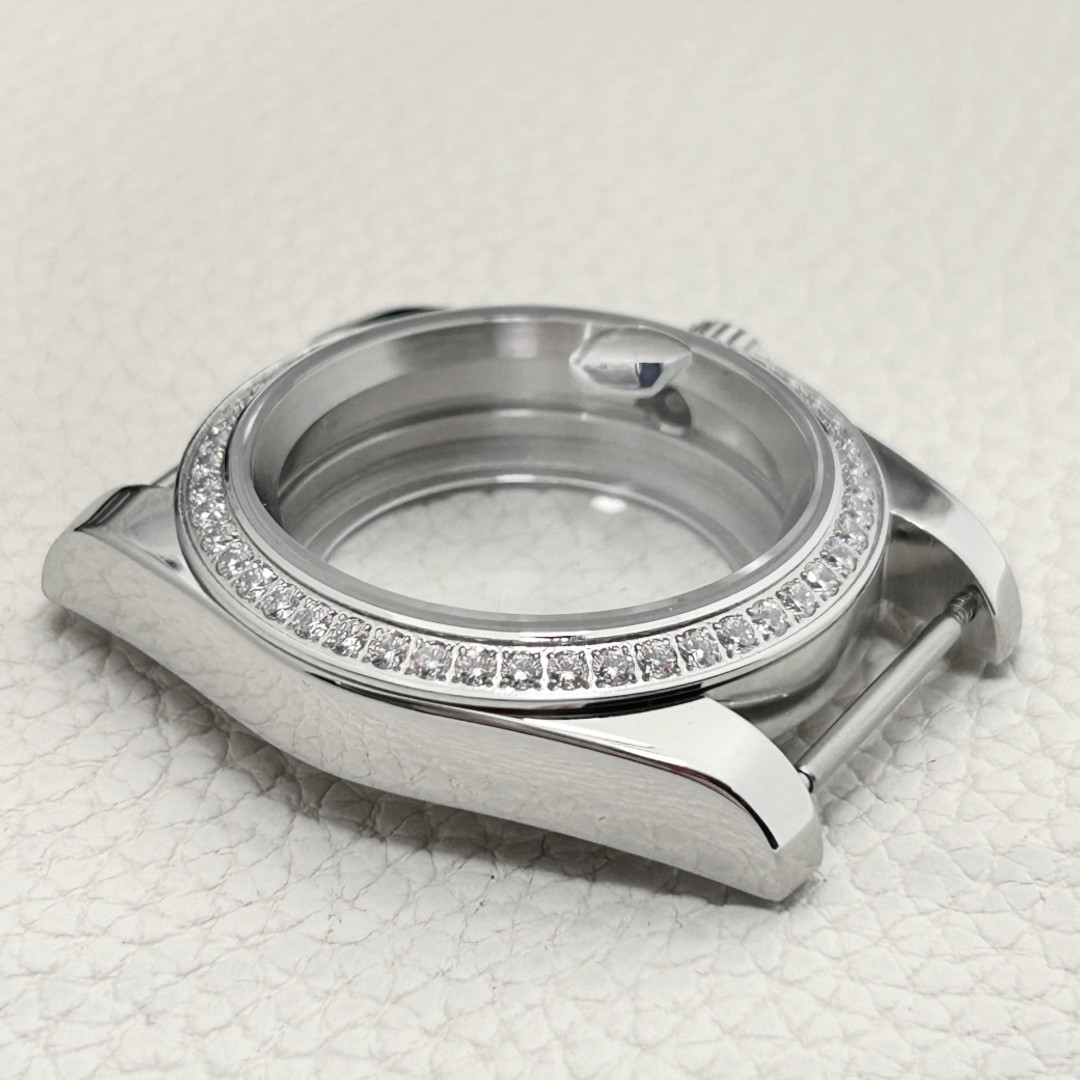stainless steel Diamond Bezel Watch Case nh35 Sapphire Glass For NH35 nh36 Mod