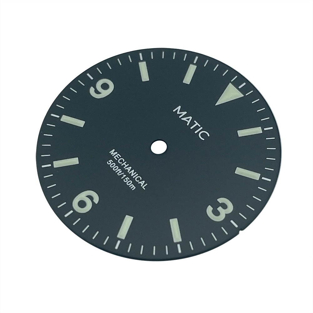 28.5mm C3 Lume Black Explor Style Watch Dial No Date Compatible with NH38A NH35A