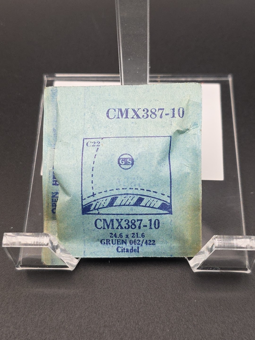G-S Watch Crystal CMX387-10 Gruen 062/422 Citadel 24.6X21.6