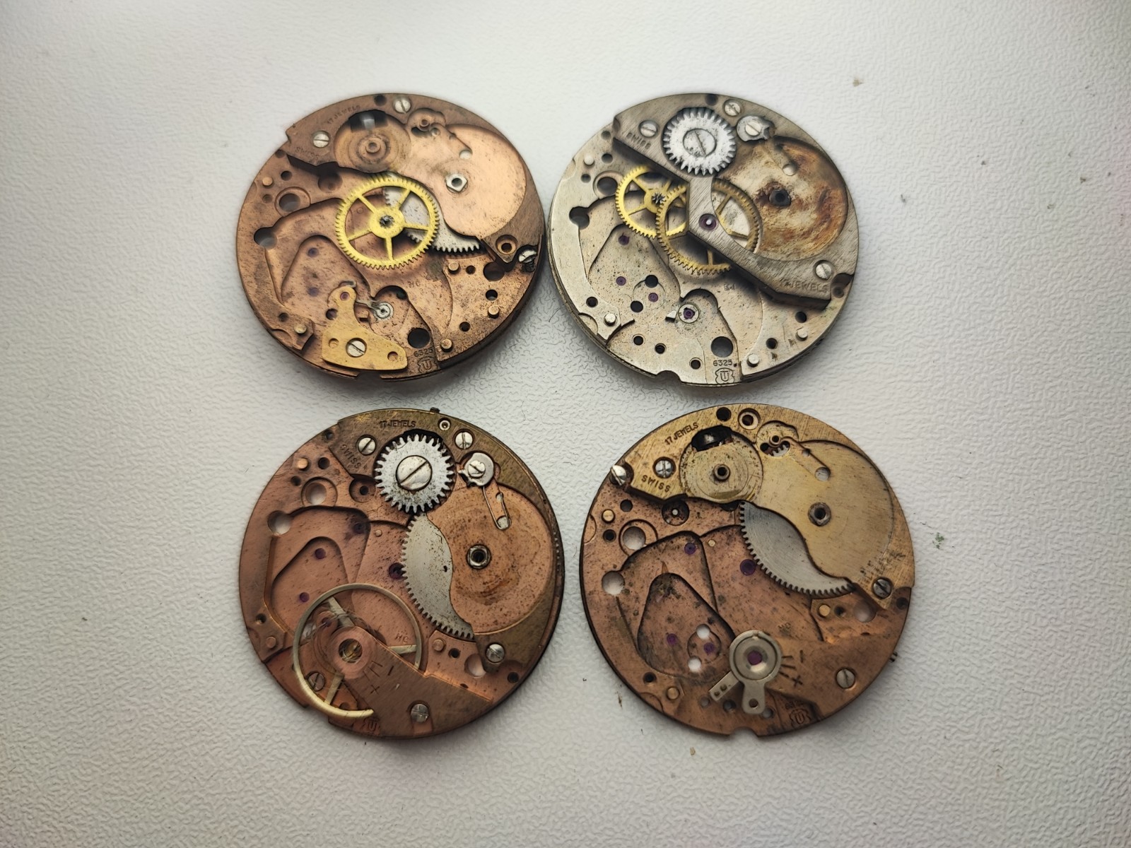 UT 6325 UNITAS Watch Main Plate Platinum lot parts and spares
