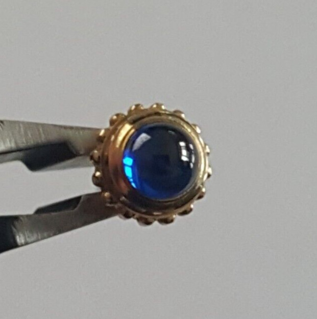 Cartier Gold Plated Crown and Stem With Blue Cabochon Stone