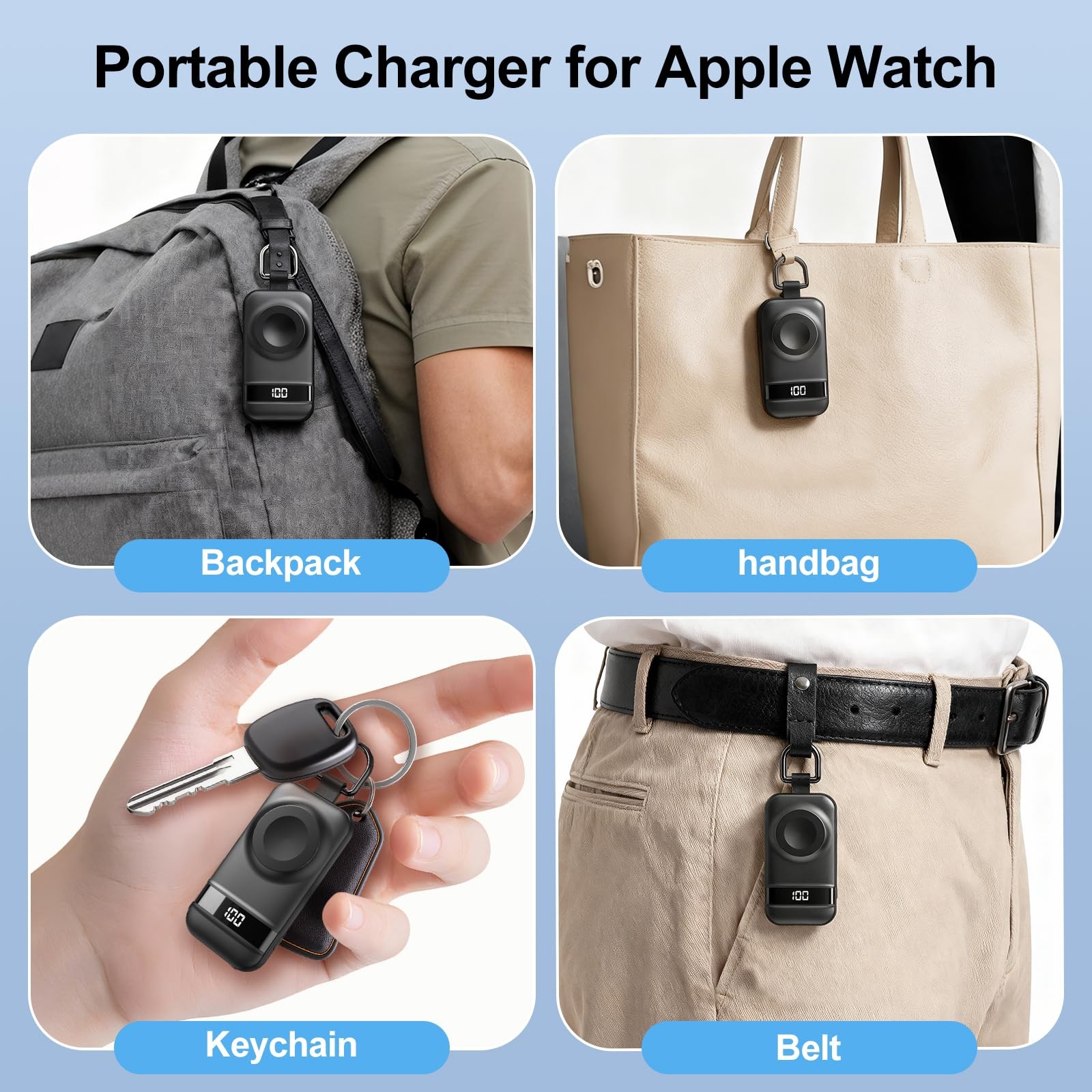 5W Fast Portable Charger for Apple Watch, 2500mAh & Digital Display – Magneti…