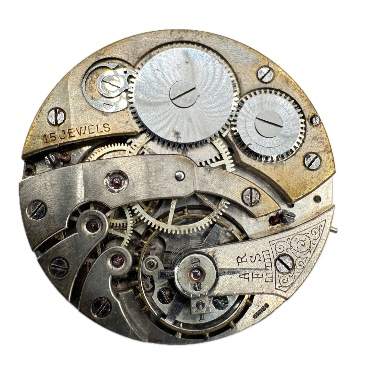 Antique 40.5mm Unbranded 15 Jewel Mechanical Pocket Watch Movement Swiss Rusted