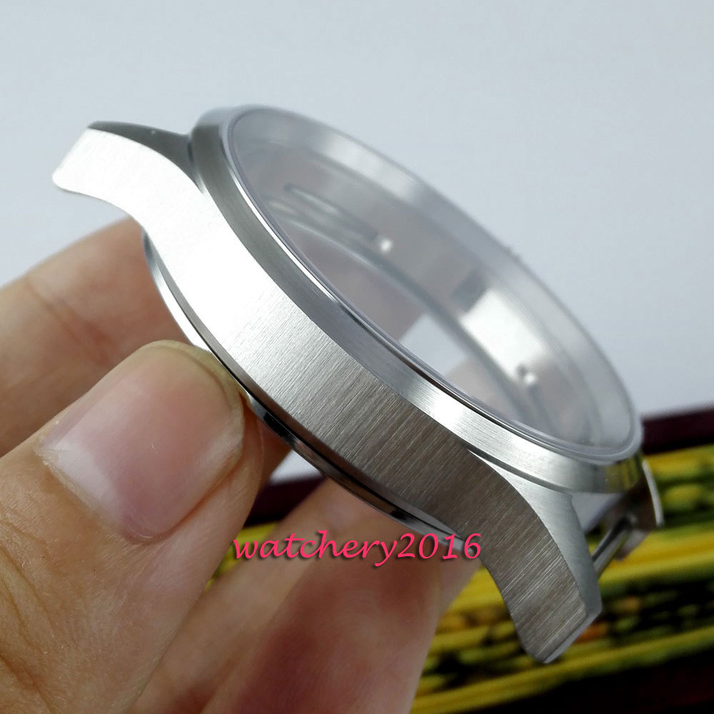 Brushed 43mm sterile steel Watch CASE sapphire glass fit 6498 6497 movement
