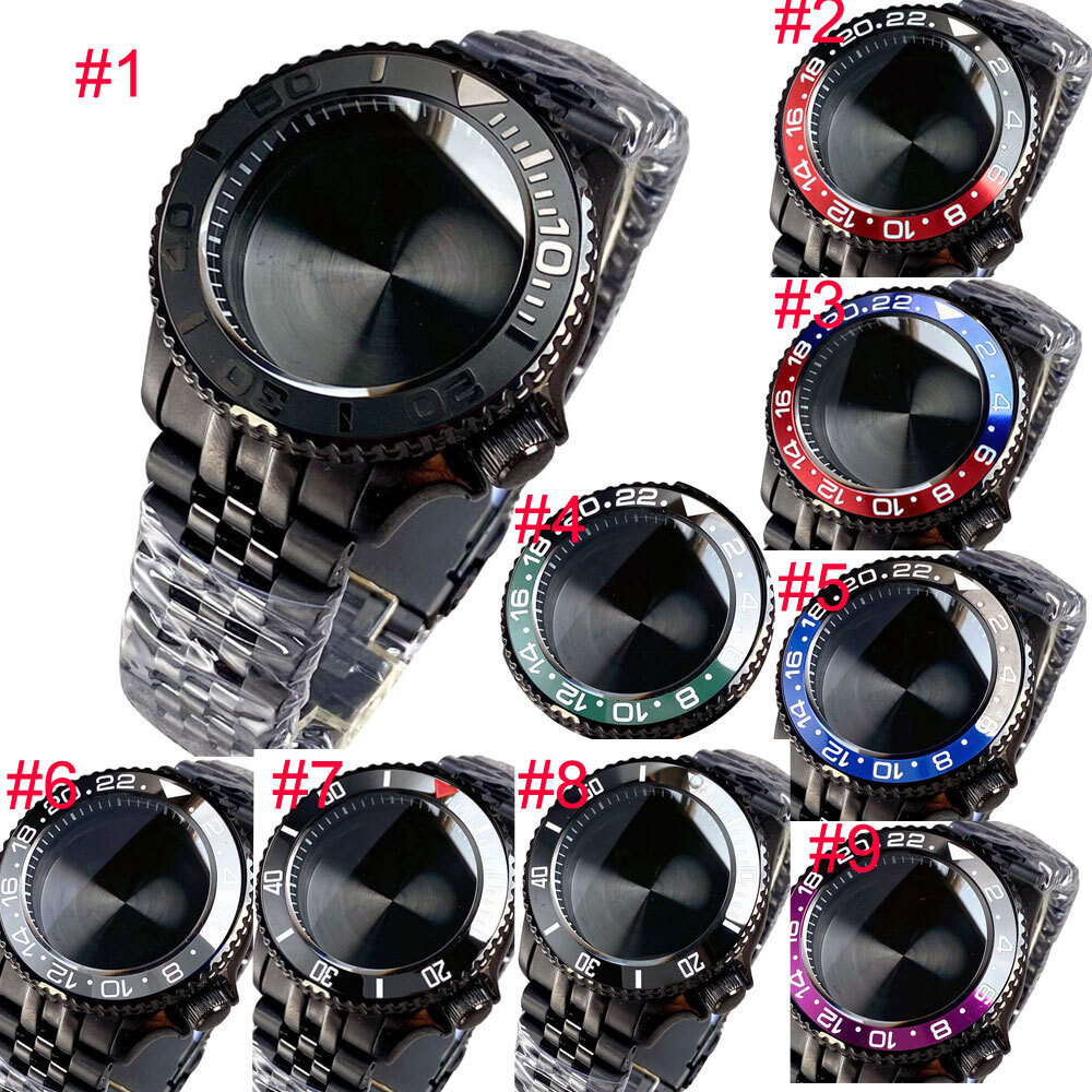 20ATM 42mm Bow Sapphire Glass Black PVD Watch Case Fit SKX 007 NH34A NH35A 2824