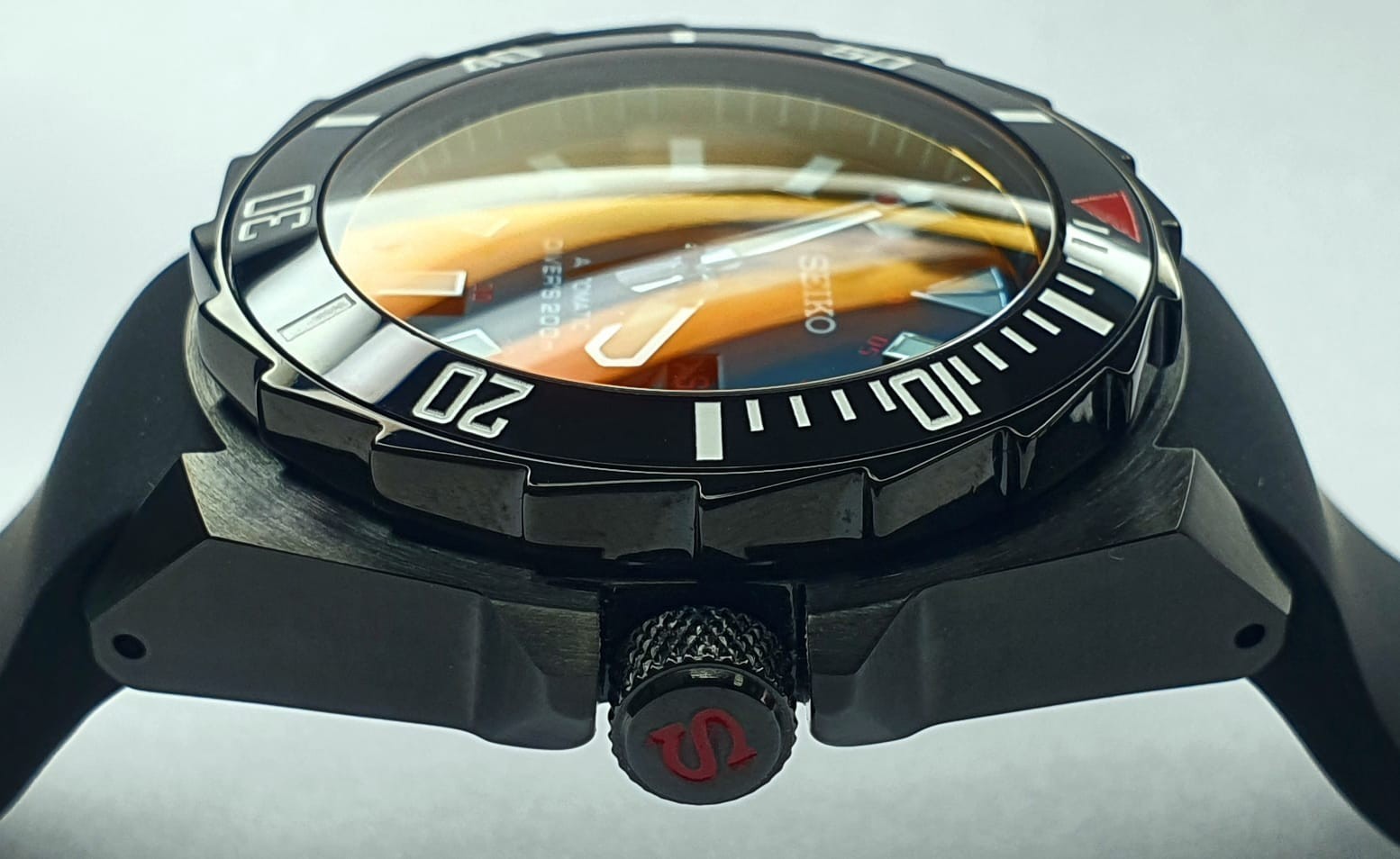 New Unworn SawtoothSeiko Bloodmoon Mod RED Sapphire Ceramic Glass Back