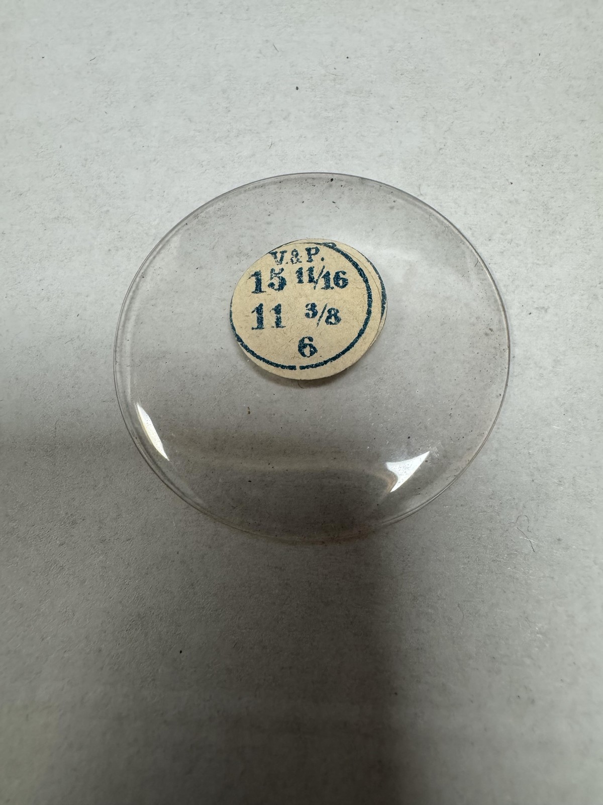 Vintage V&P. Watch Acrylic Crystal Domed 35.35mm 15 11/16 11 3/8 6 Clear Lens