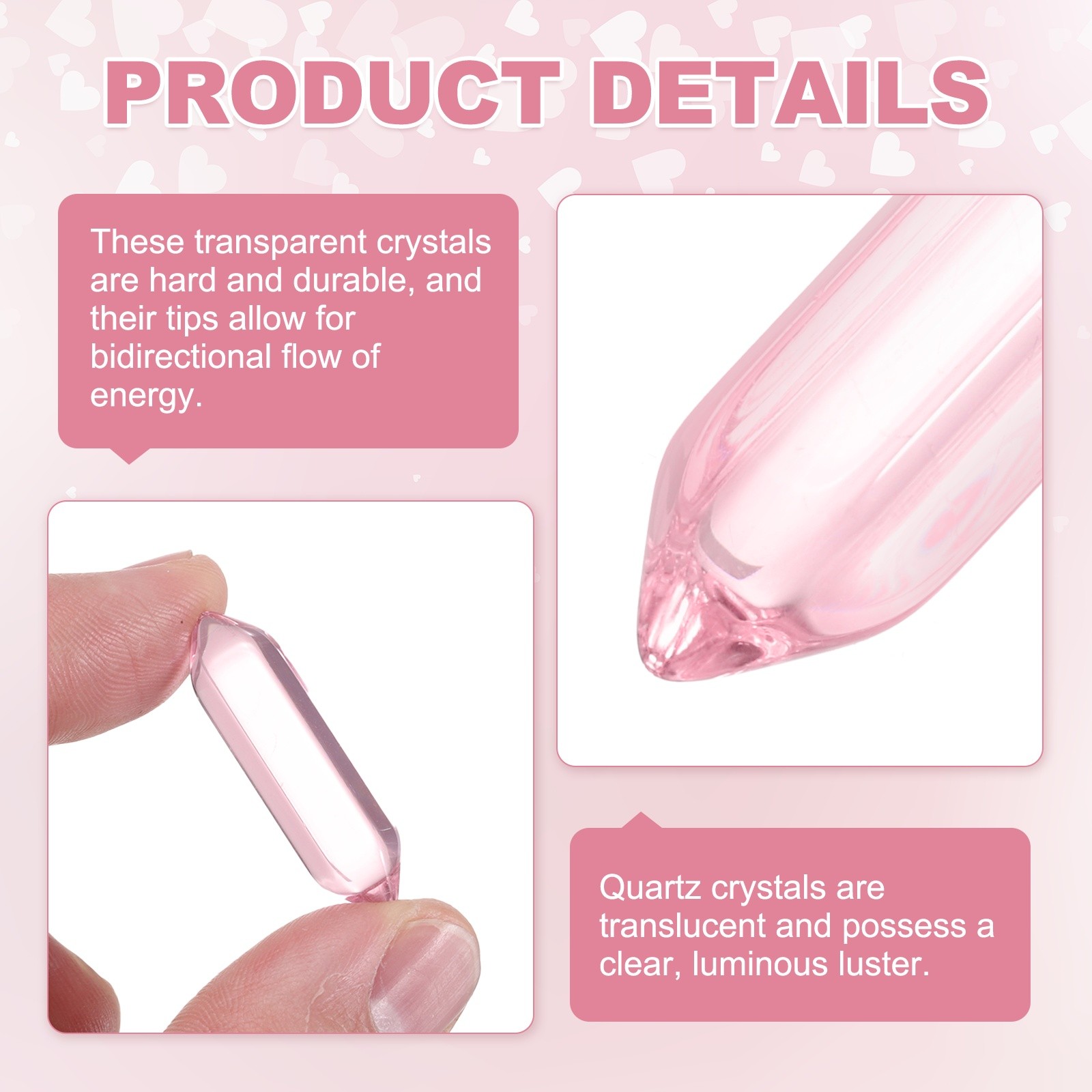10 Pack Clear Pink Quartz Crystals Polished Crystals Bulk