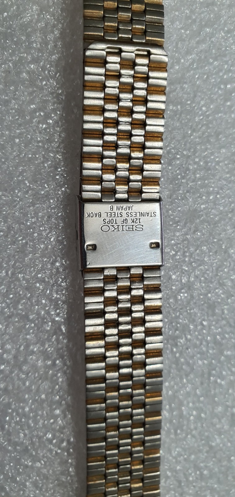 Seiko B386 Gold 12K GF Tops On Stainless Steel Strap Bracelet 18/14mm Authentic