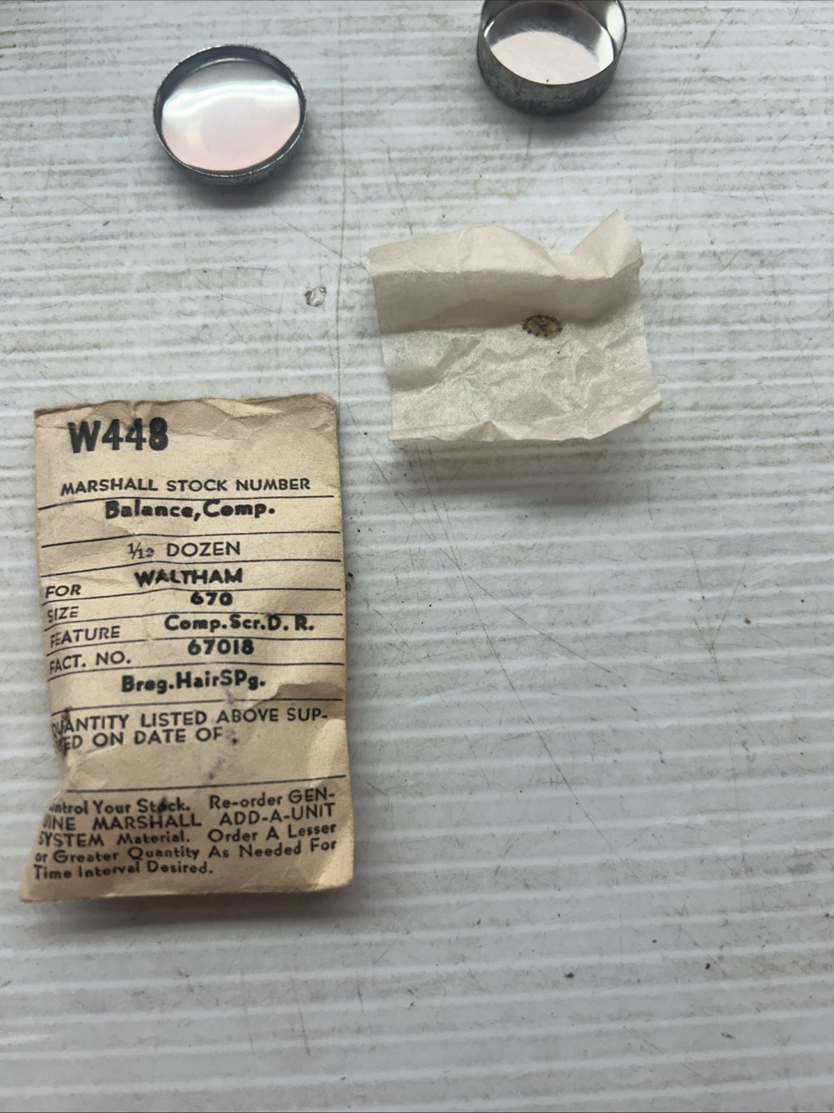 Balance Compleat Waltham 670 fac 67018 complete double roller NOS c3 d3