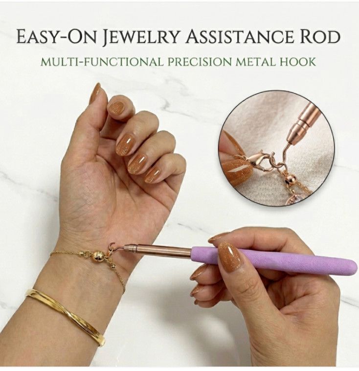 BRACELET FASTENER HELPER TOOL STAINLESS STEEL HOOK CLASP JEWELRY PURPLE
