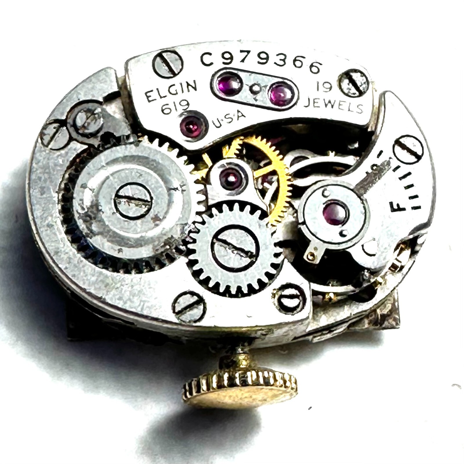 Elgin 619 Ladies 19 Jewel Mechanical Watch Movement FOR PARTS 20-203