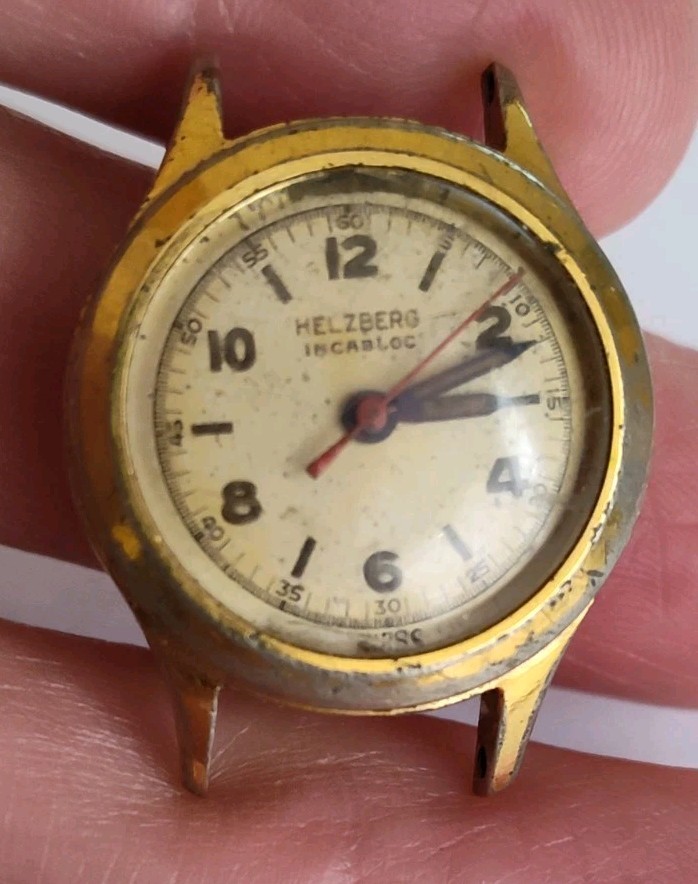 1940’s Laco AS 1240 Watch Movement Good Balance With Complete Case And Hands