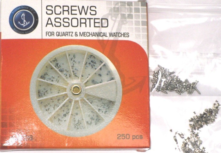 ASSORTMENT OF SCREWS FOR WATCHES REPAIR OF TOTOAL 250 pcs
