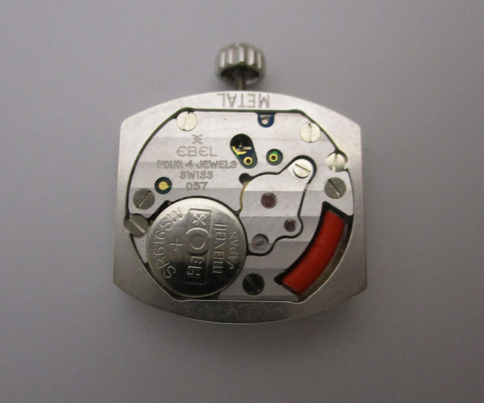 Works! EBEL (Cartier) 057 Quartz 4 Jewel Swiss Watch Movement Dial Hands & Crown