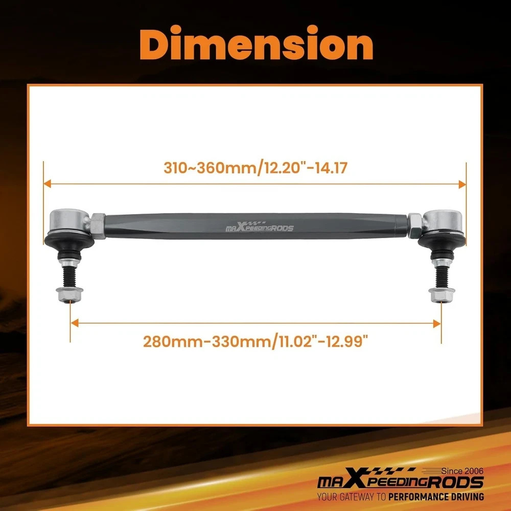 Universal Adjustable Sway Bar End Links 280mm-330mm | M10 Stud w/12 mm Spacer