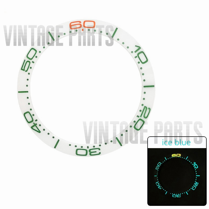 38MM Ice Blue Luminous White Ceramic Slope Watch Bezel Insert Fit For OMG Watch