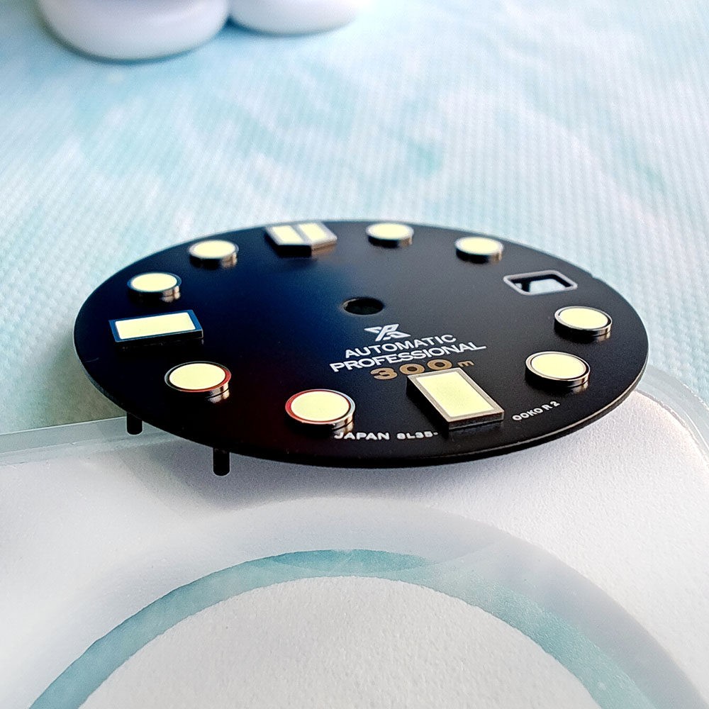 28.5mm Dial, Black Japanese C3 Green Luminous Modified Dive Watch Parts