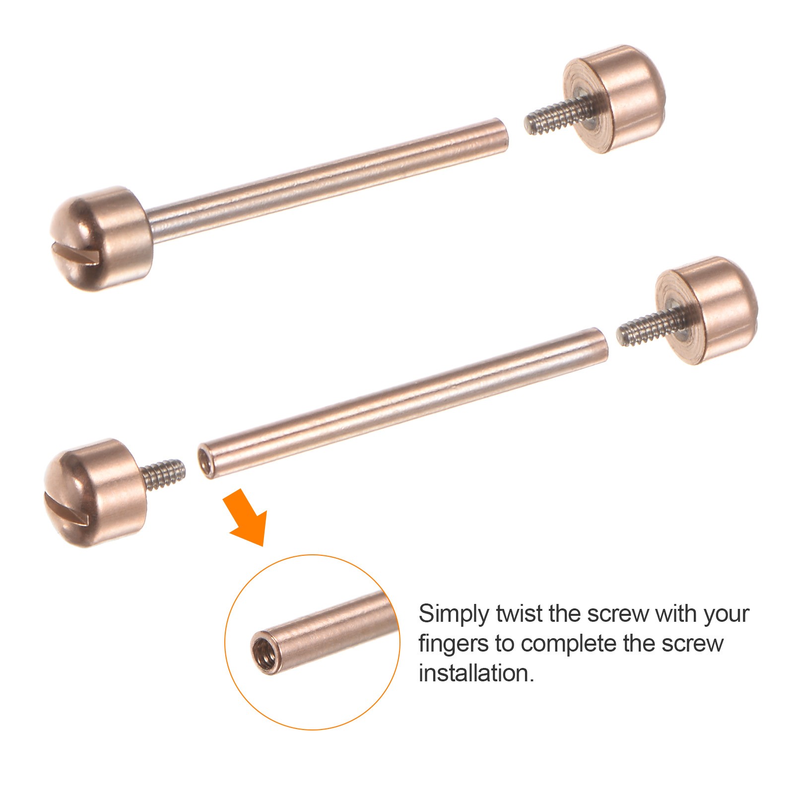 2 in 1 16mm Watch Screw Tube Rod with 2mm Slotted Screwdriver, Rose Gold