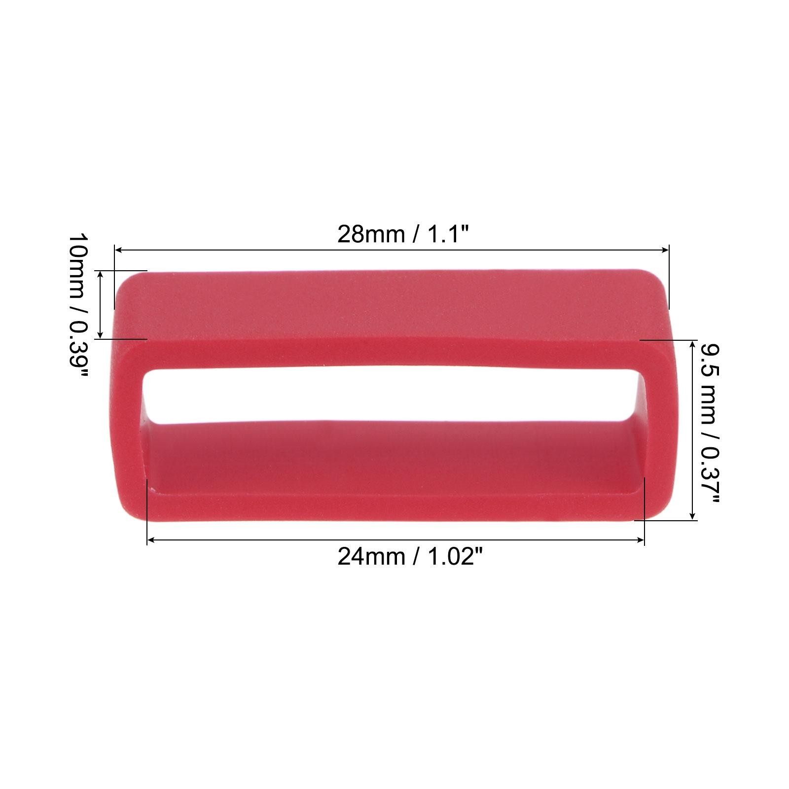 Watch Band Strap Loops Silicone for 24mm Width Watch Band, Red 4 Pcs