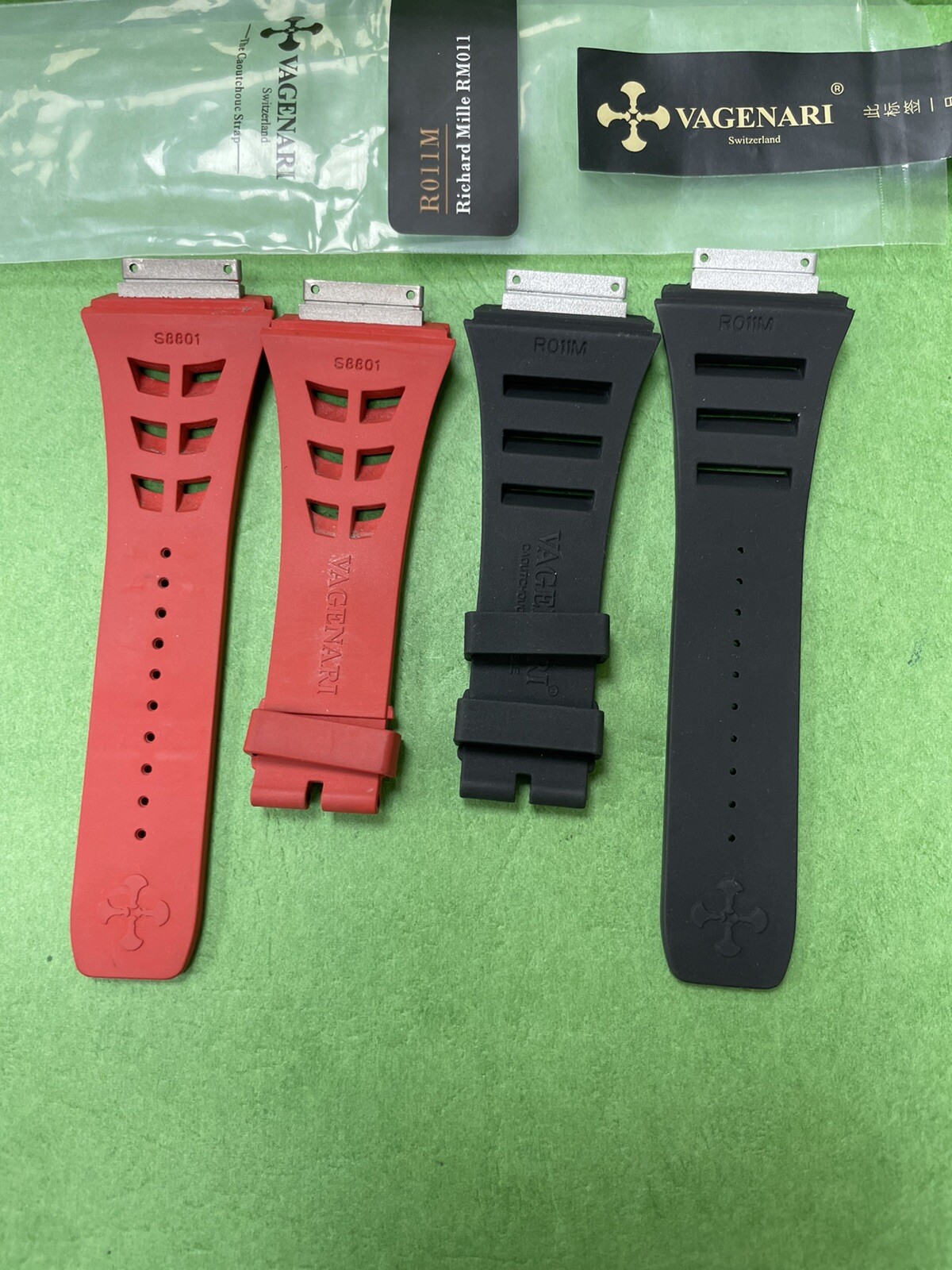 Authentic Vagenari Rubber Strap for Richard Mille RM011M Red Black Hkl150