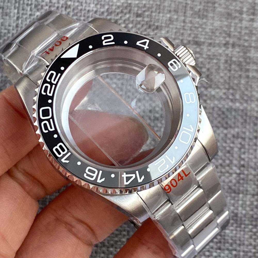 40mm Black gray bezel 120 Clicks Mens Watch Case Fit NH35 NH36 Sapphire Glass