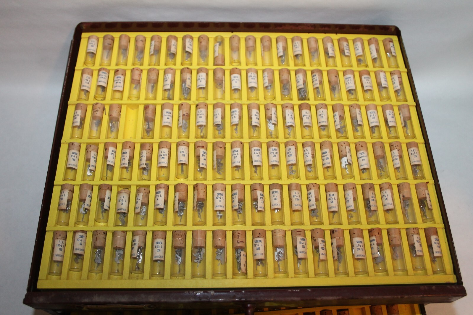 Swartchild & Co 2 Drawer Metal Cabinet w/ 217 vials Swiss Staffs & Stems
