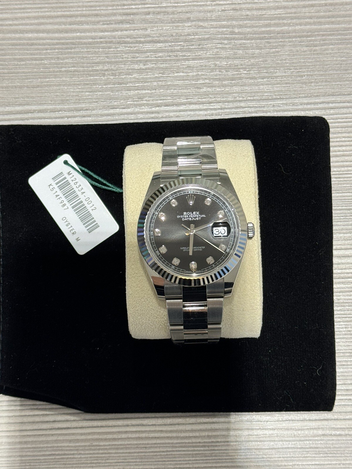 Rolex 41mm Datejust Black Diamond Dial With 18 Carat Gold Fluted Bezel. Unworn!!