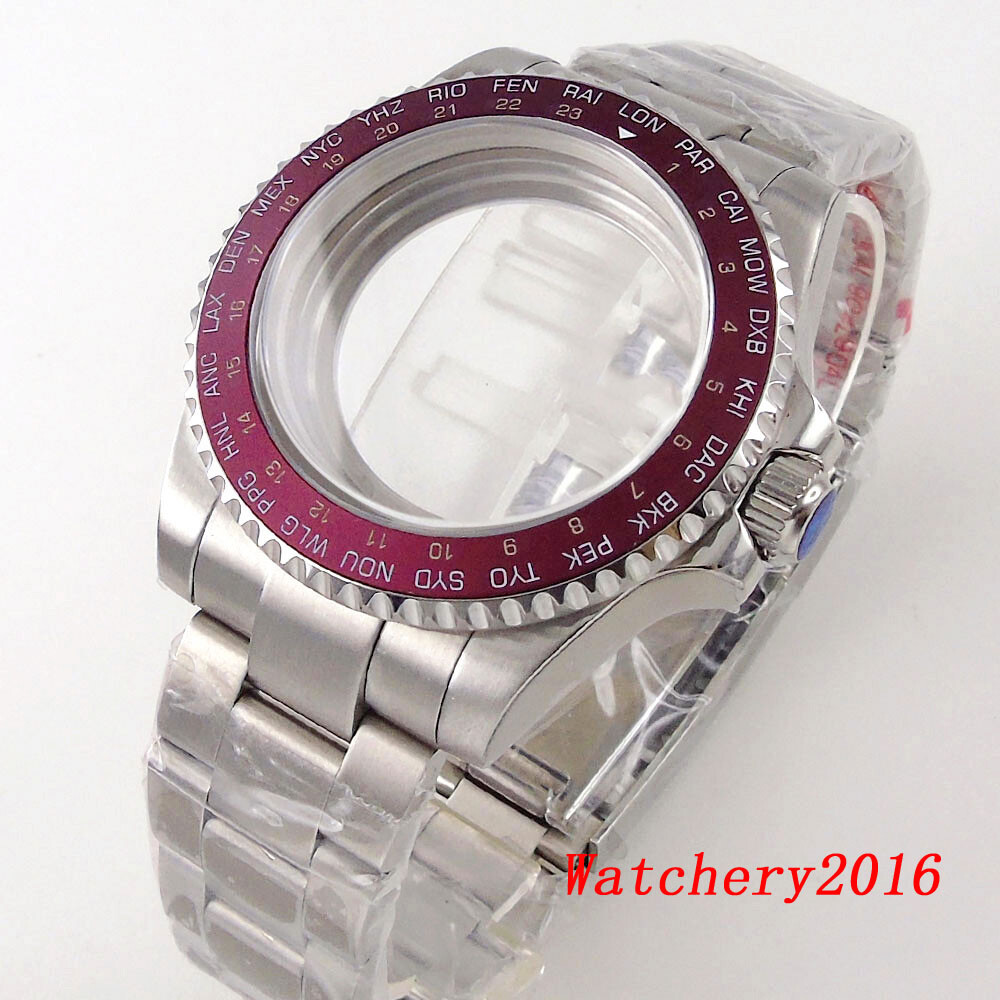 Bliger 40mm Mens Watch Case Fit NH35A NH34 Sapphire Glass Black Aluminum Bezel