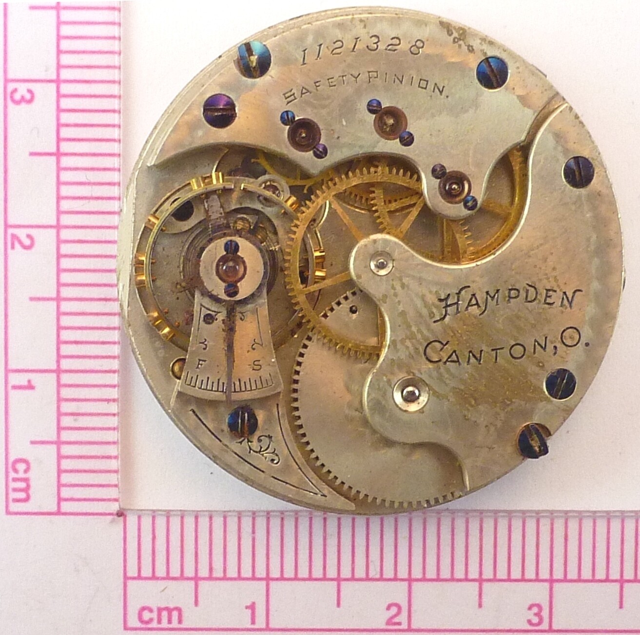 Antique Hampden 213 Pocket Watch Movement – Parts Repair- Broken Balance