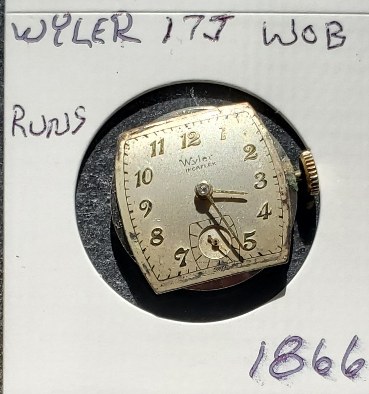 MENS WYLER 17J WOB WRIST WATCH MOVEMENT #1866