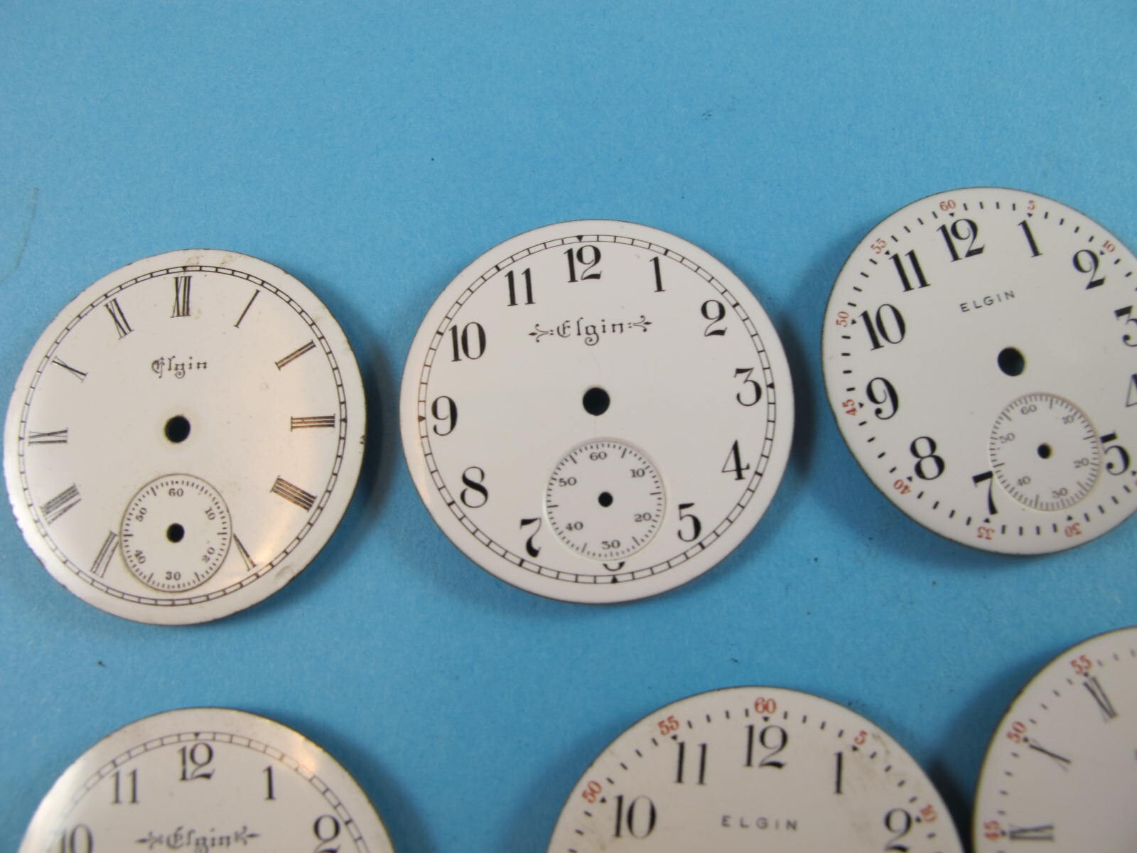 ELGIN ANTIQUE POCKET WATC DIALS 10 PIECES ONE SIZE 1.137 INCHES CLEAN LOOKERS