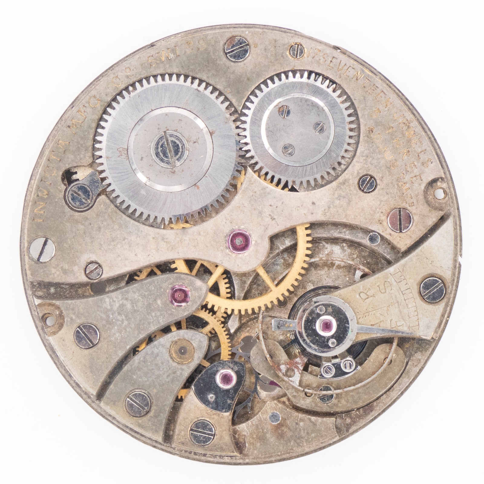 Partial Invicta 36.5 x 4.4 mm Extra Thin 17-Jewel Antique Pocket Watch Movement