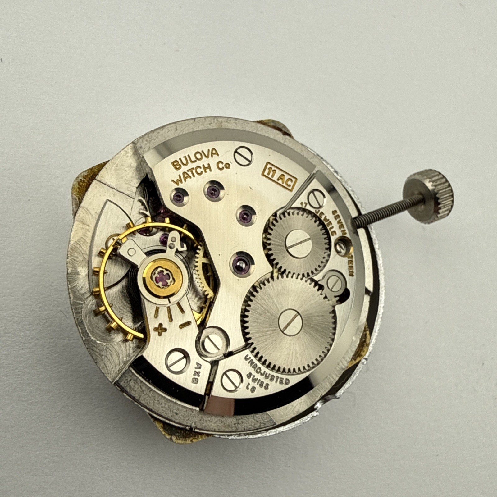 New Old Stock Bulova 11AC Vintage Men’s Watch Movement & Dial – Needs Servised