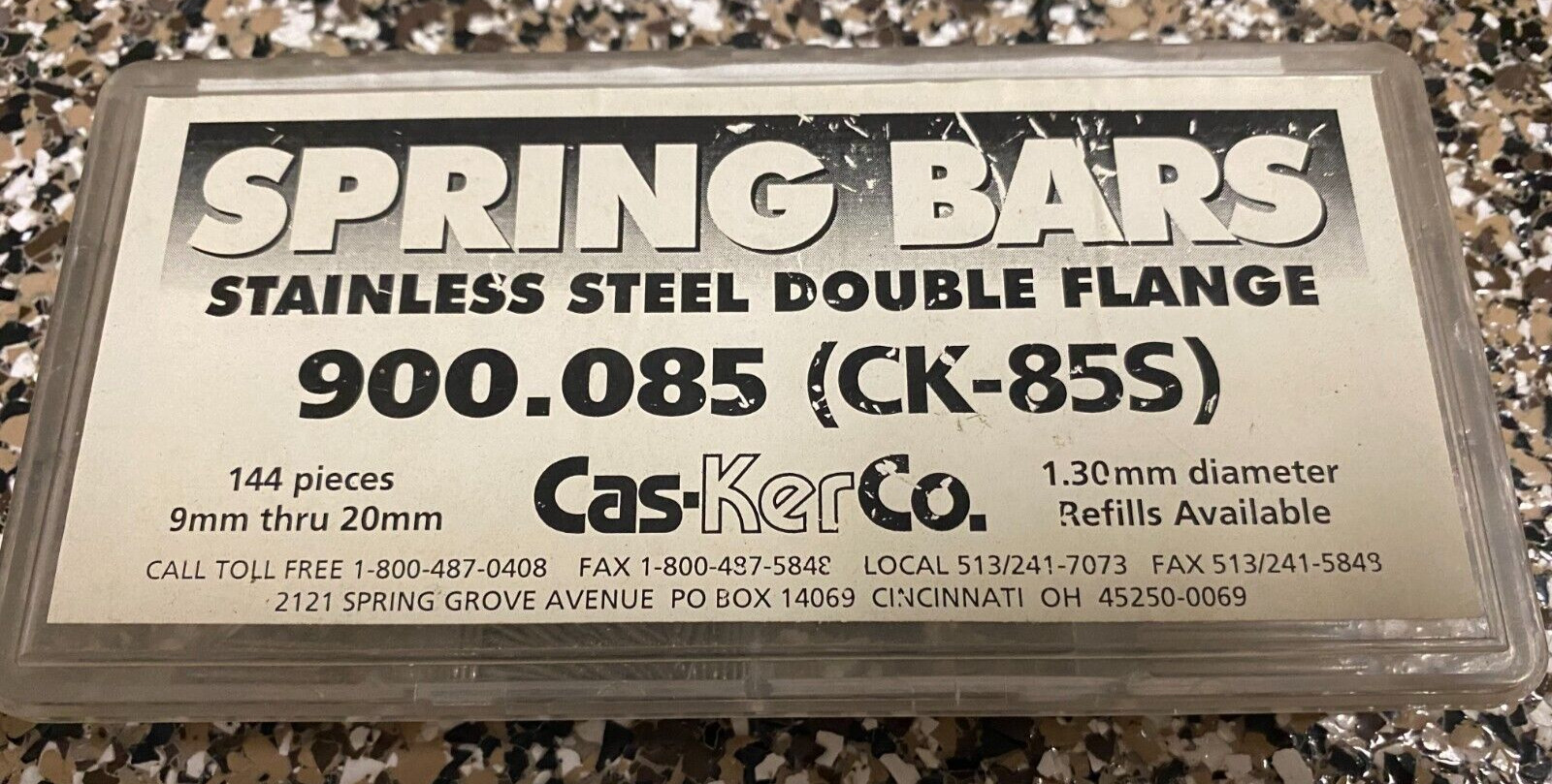 Box of Spring Bars Cas-Ker # 900.085 For Watch Bands Casker Stainless Steel