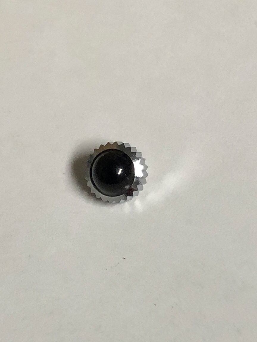 Black Cabochon Stainless Steel / White Watch Crowns NOS O.D. 5.4mm Tap 8