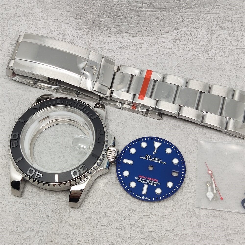 40mm Stainless Watch Case+Strap Sapphire for 8215 Movement 28.5mm Dial Parts