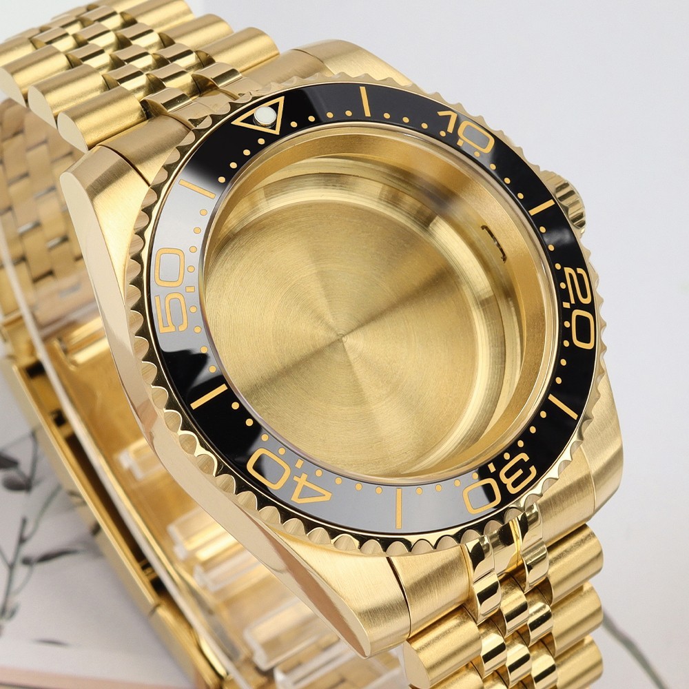 Oyster Perpetual Watch Case Golden 40mm+Bracelet 316L Steel For Seiko NH35 NH36