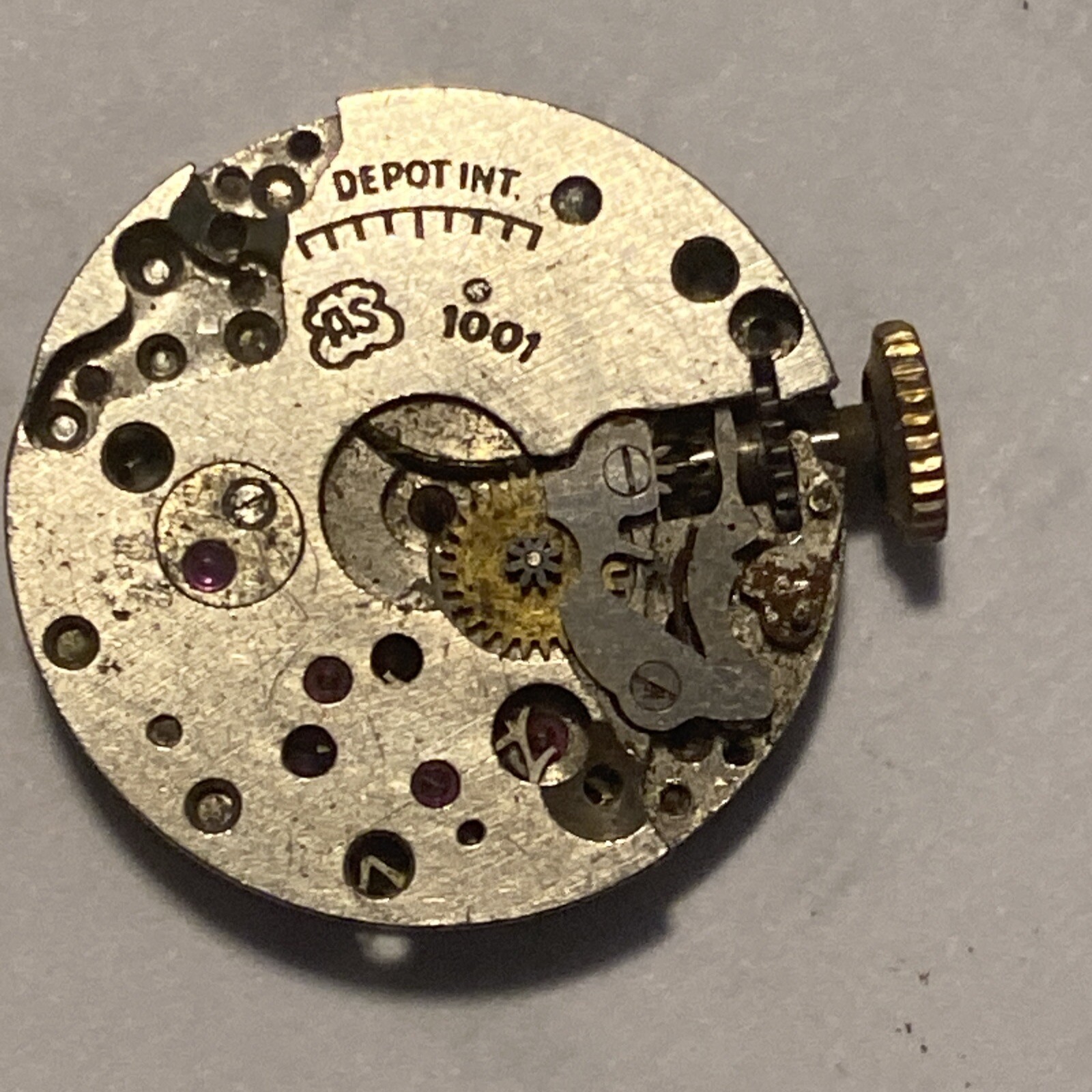 Bulova 7AM AS 1001 Movement 17 Jewel For Parts Or Repair A Schild 1001