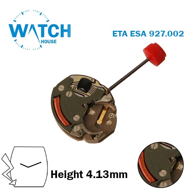 ETA/ ESA 927.002 Swiss Quartz Movement, 2 Hands, Without Disk, H:4.13mm,6 Jewels