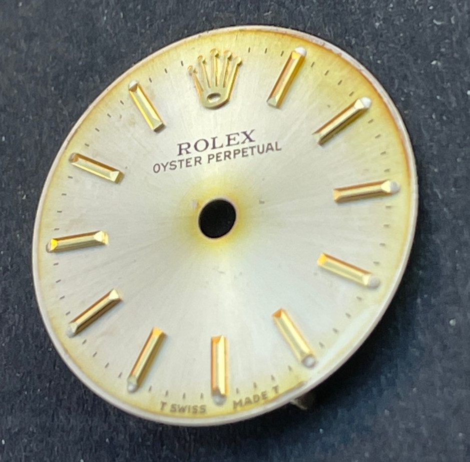 Vintage Rolex Ladies Oyster Perpetual Watch Dial For 24mm 6718 Champagne & Gold