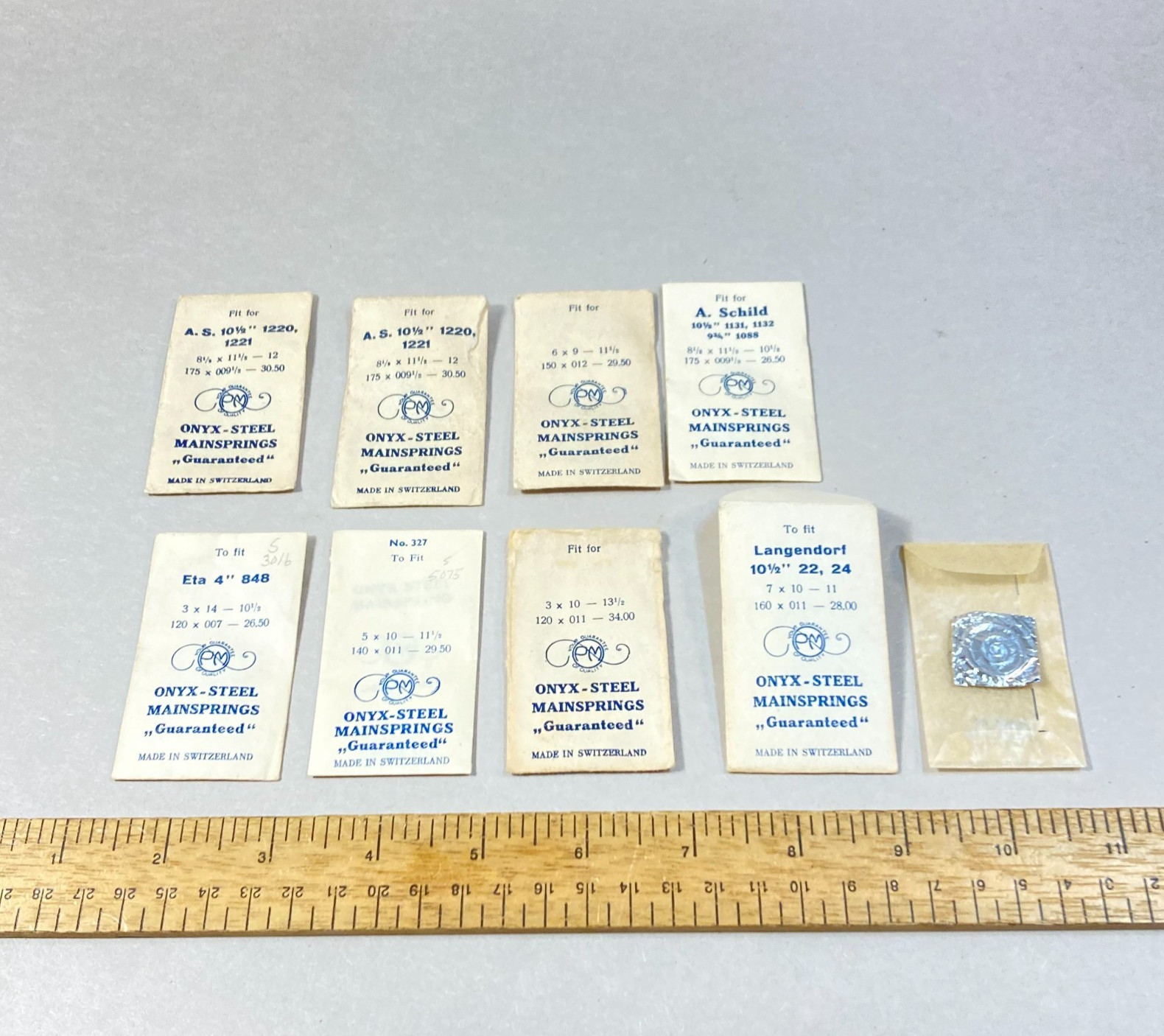 Vintage Onyx-Steel Mainspring 8 Pc Swiss Watch Springs Watch Repair Varied Sizes